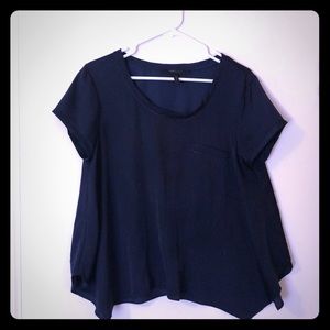 BCBG MAXAZRIA Navy Cap Sleeve Blouse